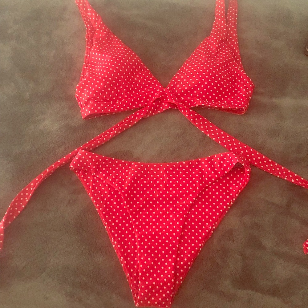 Red polkadot bikini